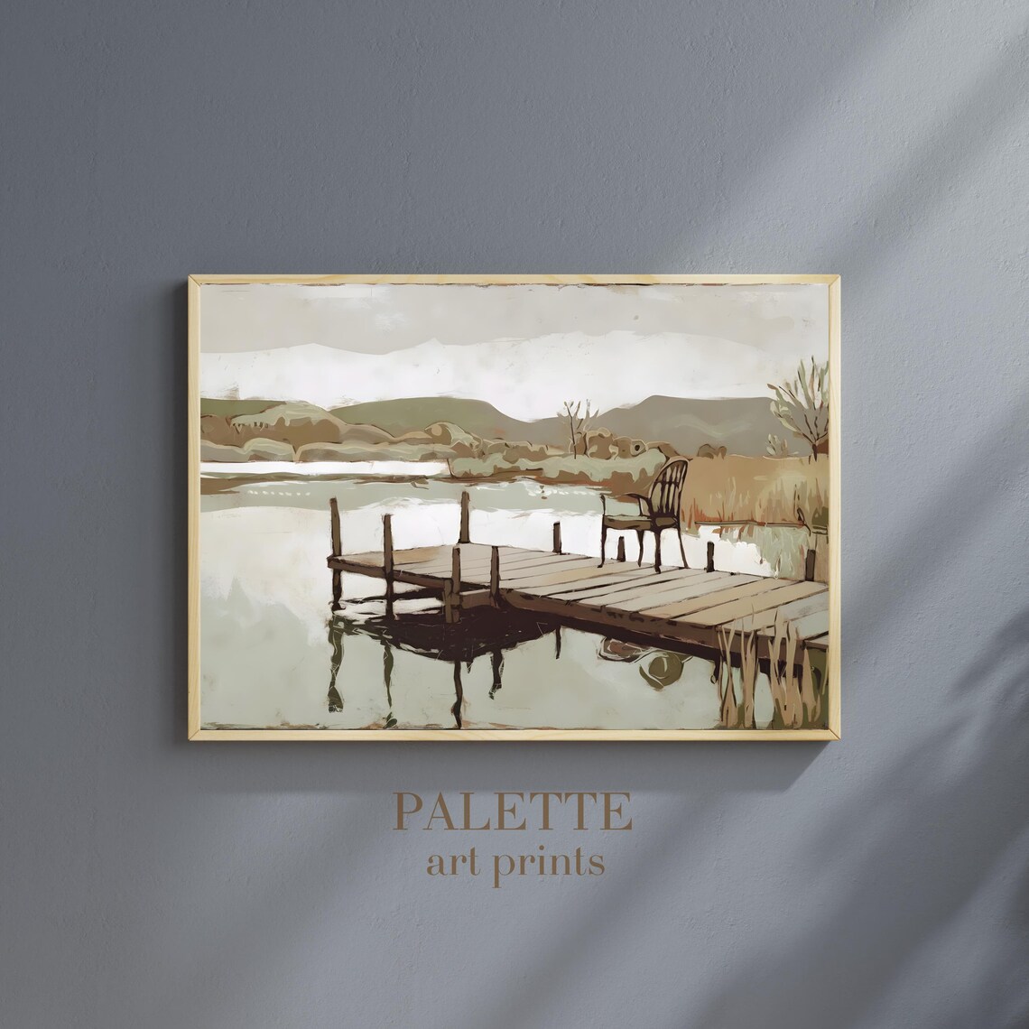 Wooden Dock Chair Calm Lake Minimalist Lakeside Serene Wall Poster - Image 3