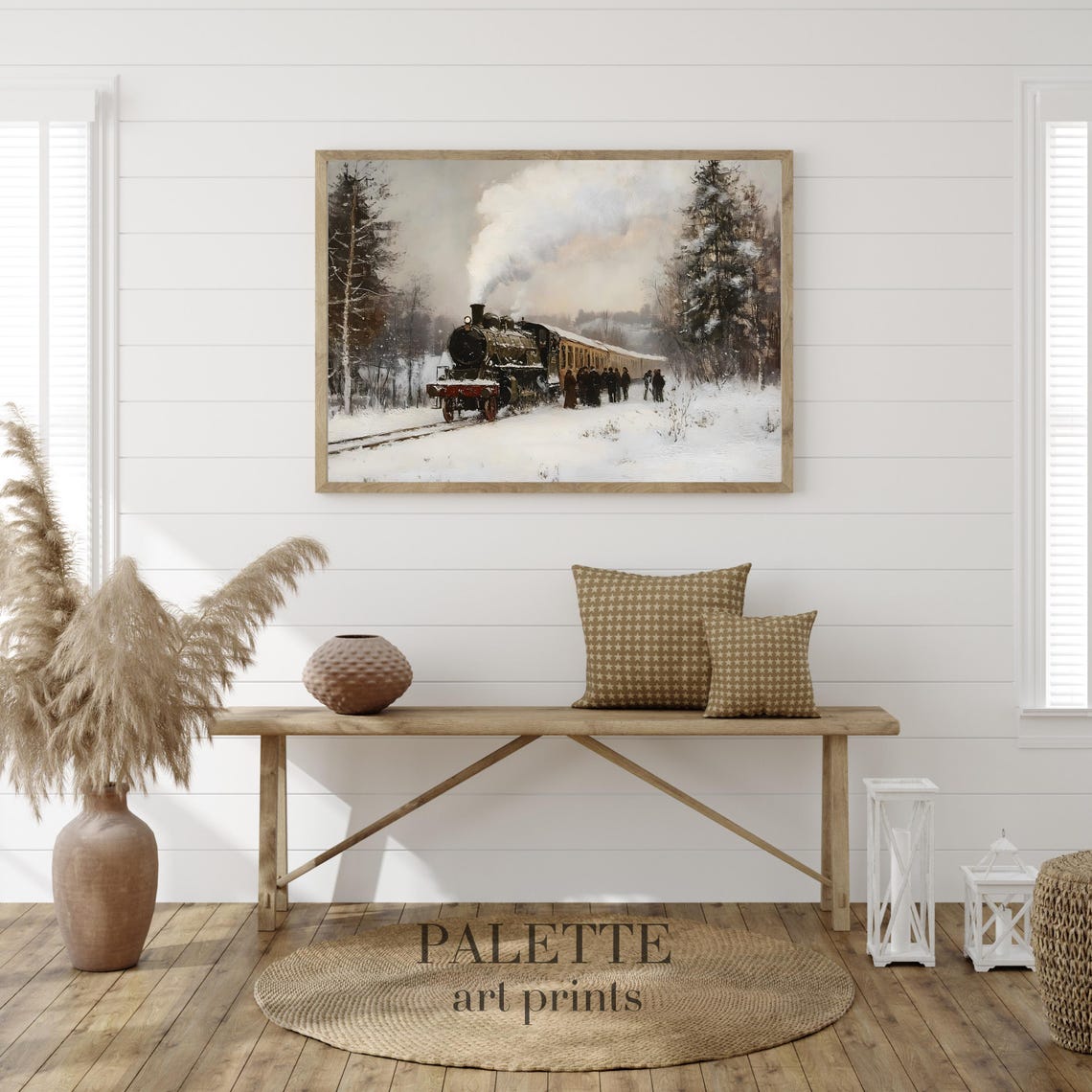 Vintage Steam Train Snowy Station Nostalgic Winter Railway Print - Image 2