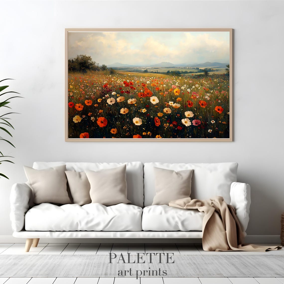 Poppy Field Red Orange Blooms Valley View Vibrant Floral Poster - Image 3