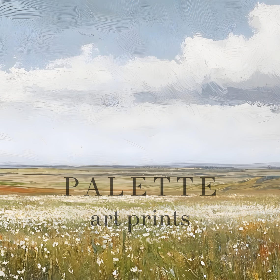 Sunlit Meadow Of White Wildflowers Under Vast Summer Clouds Poster - Image 2