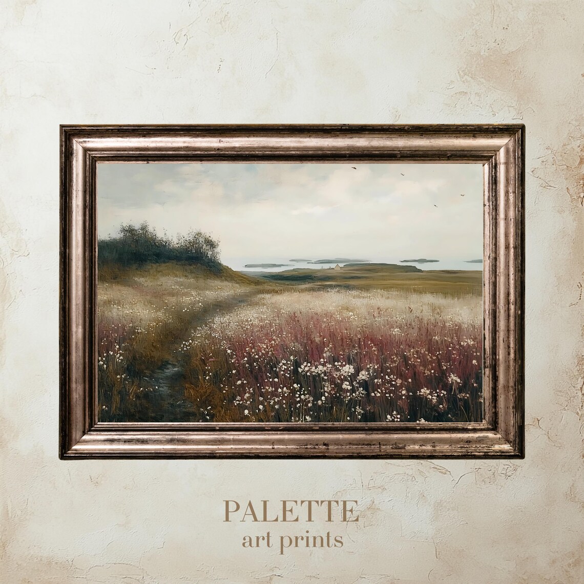 Coastal Wildflower Meadow Overlooking Sea and Islands Wall Art - Image 3