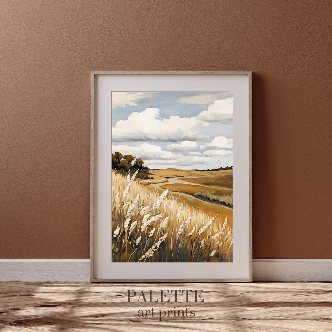 Golden Wheat Field, Rustic Minimalist Landscape - Image 3
