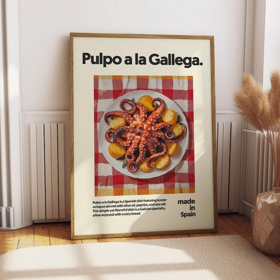 Pulpo a la Gallega Spanish Octopus Potato Dish Kitchen Art Poster
