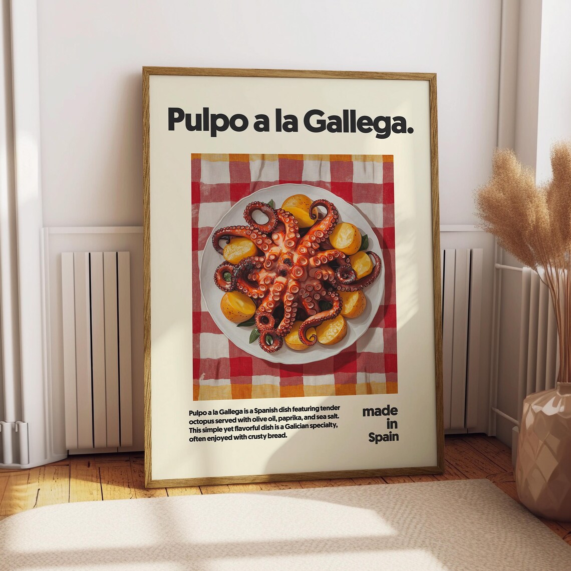 Pulpo A La Gallega Poster Food Kitchen Decor Print Spanish Spain Wall Art Cuisine Octopus