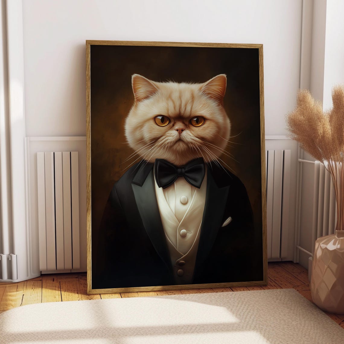 Exotic Shorthair Cat in Tuxedo Grumpy Pet Portrait Funny Animal Poster
