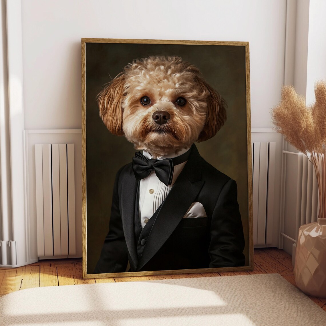Poodle in a Black Tuxedo with Bow Tie Elegant Dog Portrait Poster