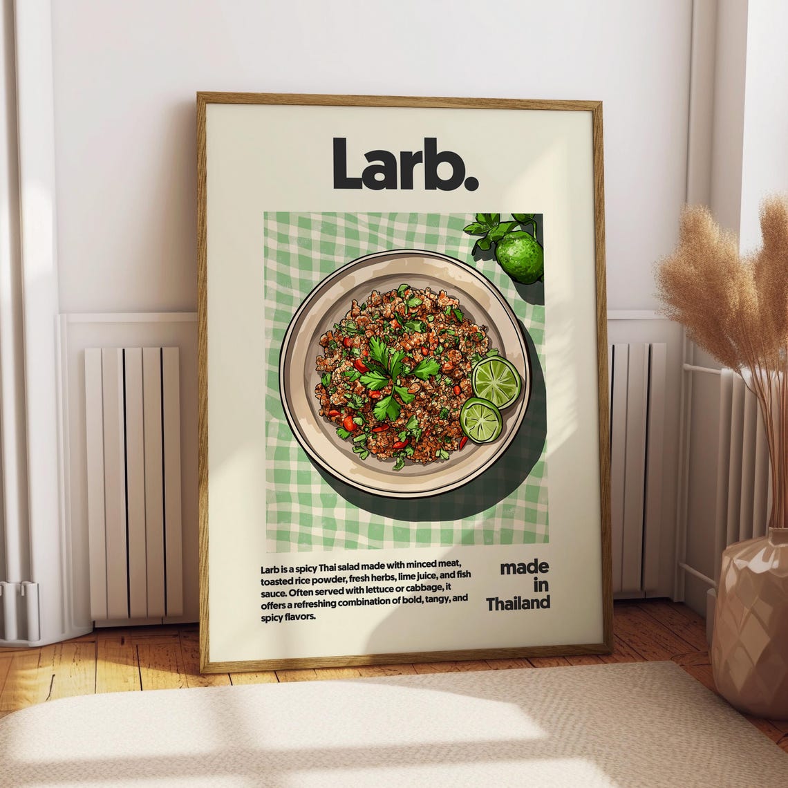 Larb Thai Spicy Minced Meat Salad Made In Thailand Retro Food Poster