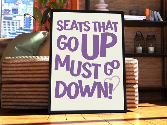 Seats That Go Up Bathroom Poster Funny Print Art Naked Humor Bum