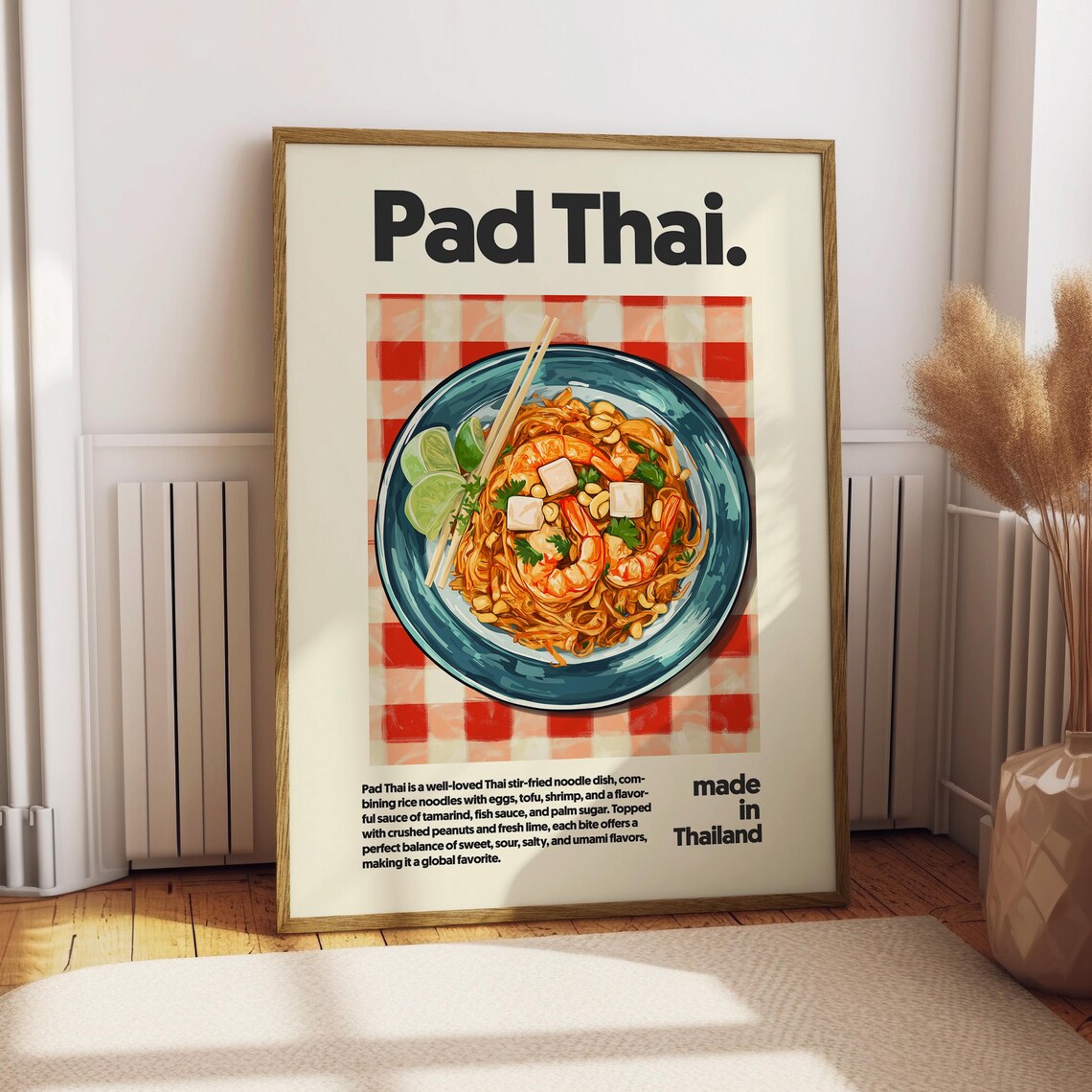 Pad Thai Poster, Thailand Kitchen Decor Art Print