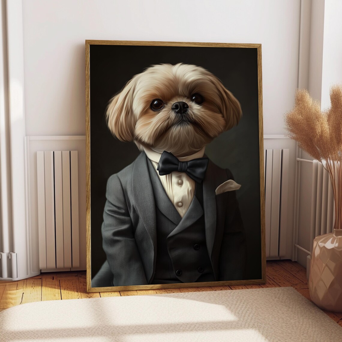Shih Tzu Suit Portrait, Custom Dog Art Print