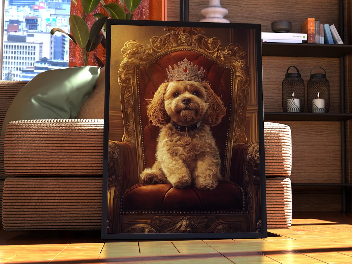 Cavachon Royal Portrait, Custom Dog Art Print