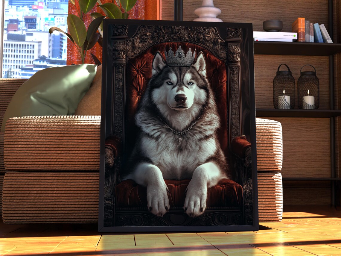 Alaskan Malamute Royal Portrait Poster, Regal Dog Art