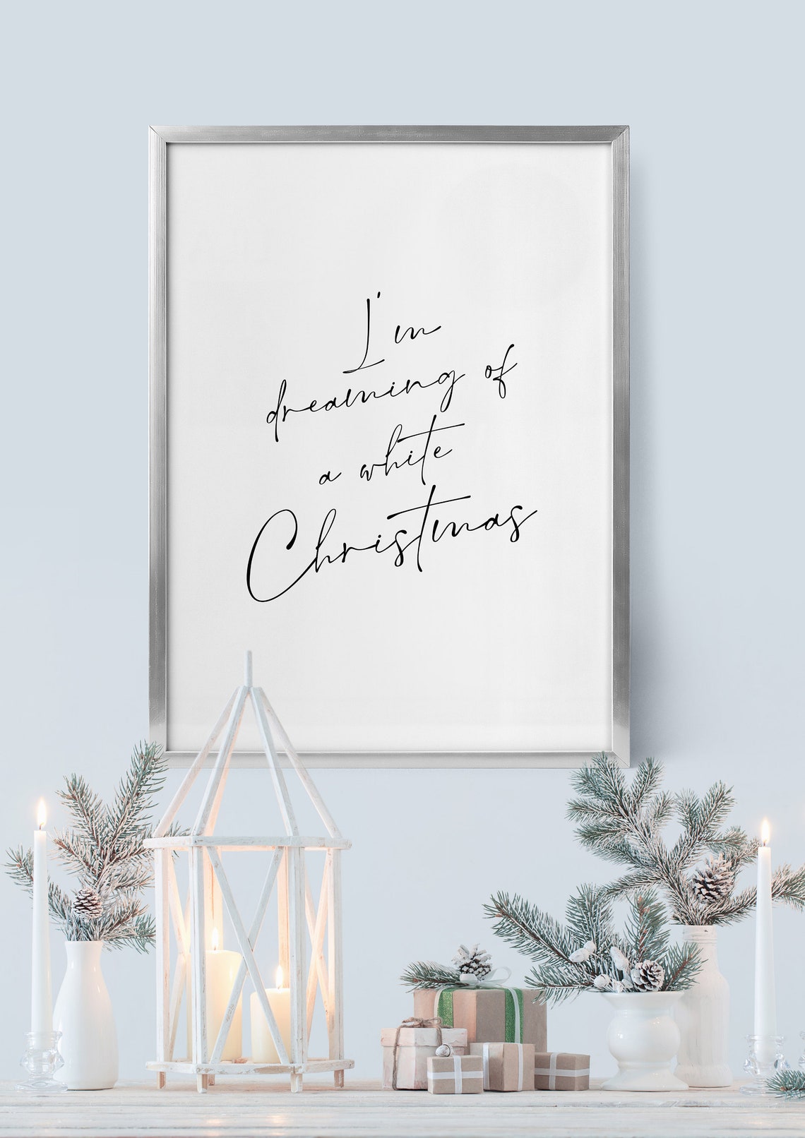I'm Dreaming Of A White Christmas Script Classic Holiday Poster - Image 5