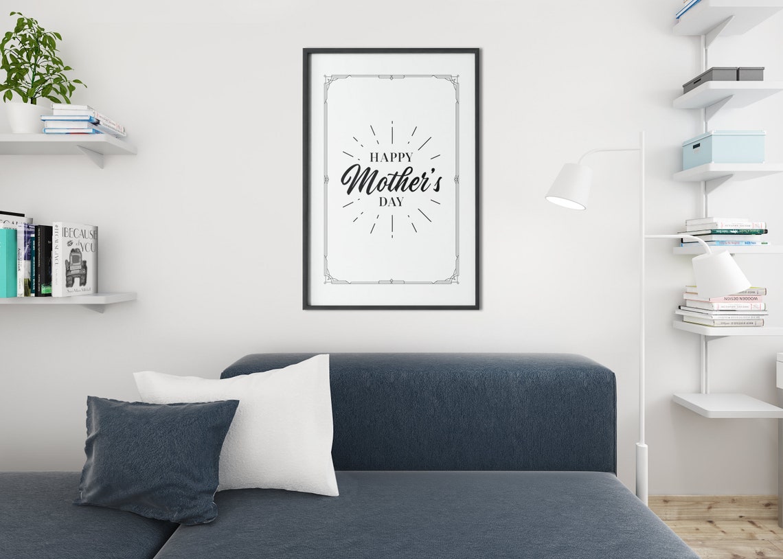 Happy Mother's Day Art Deco Sunburst Typography Gift Wall Print - Image 2