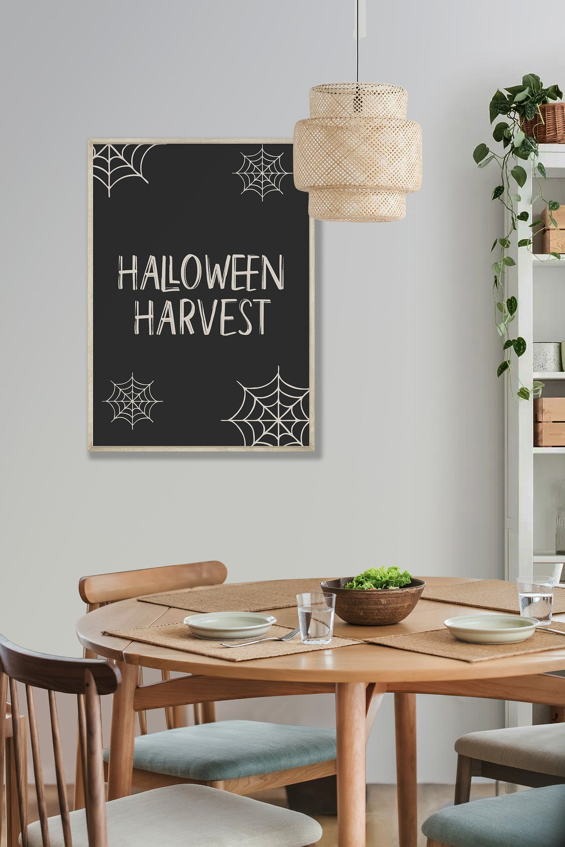 Halloween Harvest Spiderweb Lettering Autumn Party Wall Poster - Image 2
