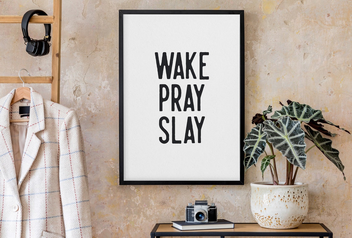 Wake Pray Slay Bold Motivational Faith Morning Routine Poster - Image 2