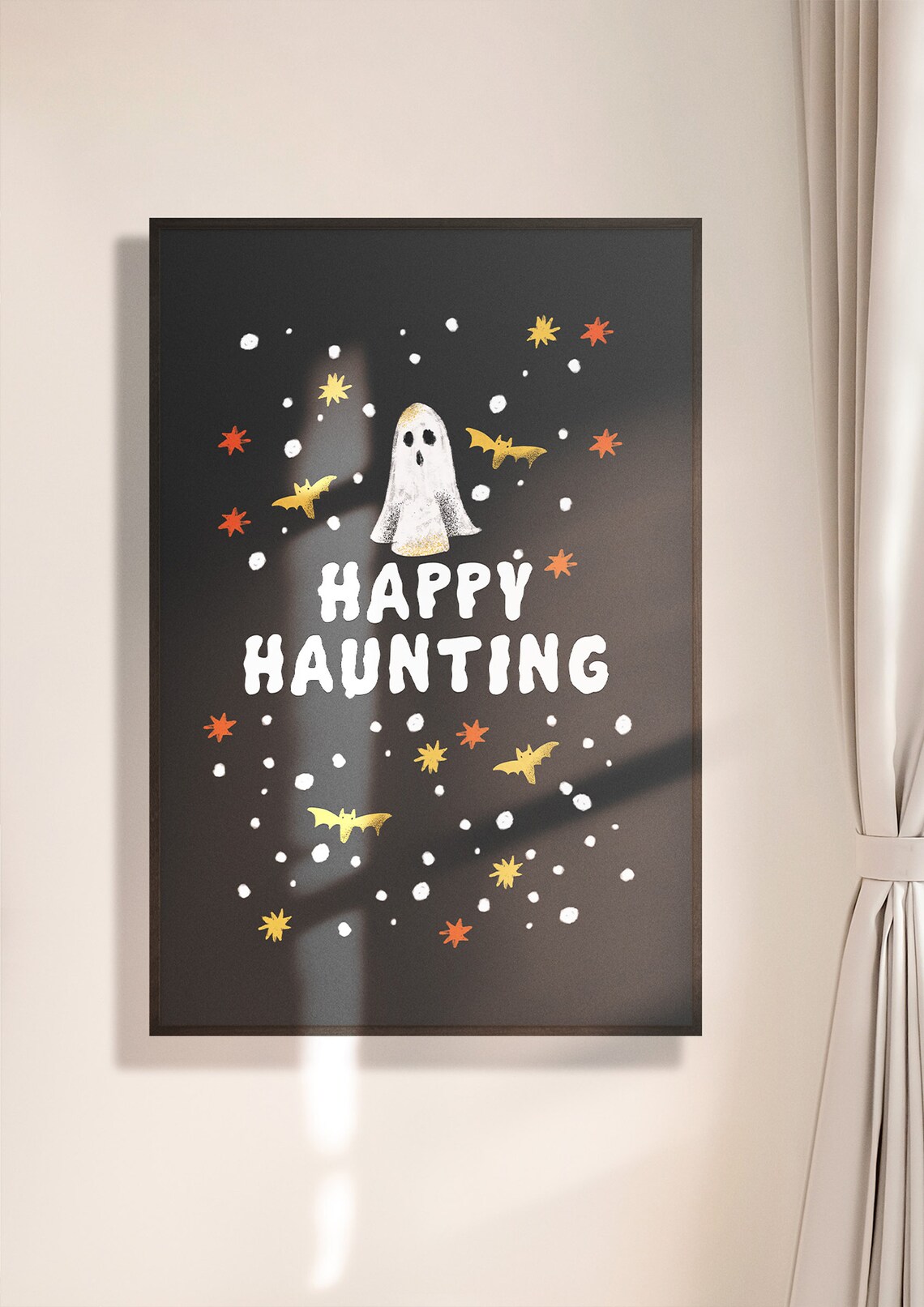 Spooky Decor Happy Haunting Halloween Decor Cute Ghost Decor Ghost Poster Spooky Sign Halloween Wall Art Halloween Sign - Image 4