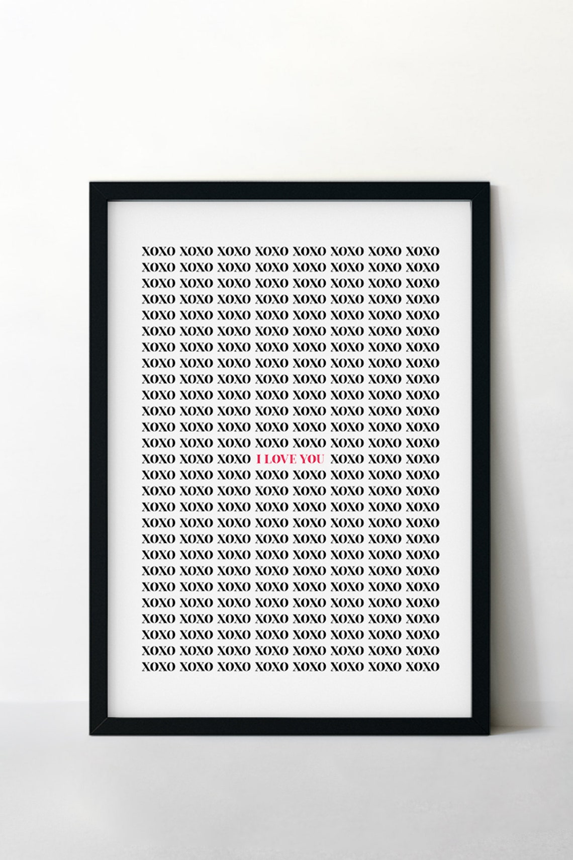 Valentine XOXO Repeat Pattern I Love You Romantic Quote Style Poster - Image 2