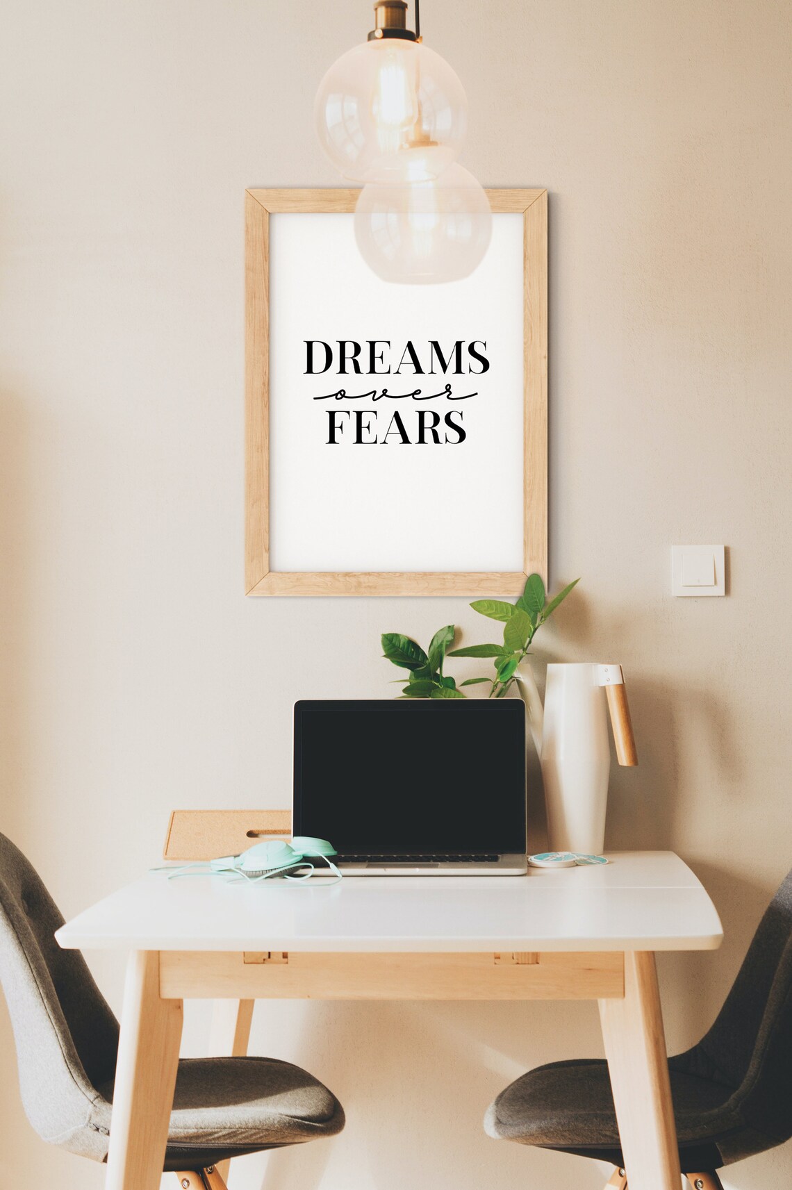 Dreams Over Fears Bold Serif Script Typography Motivational Quote Poster - Image 3