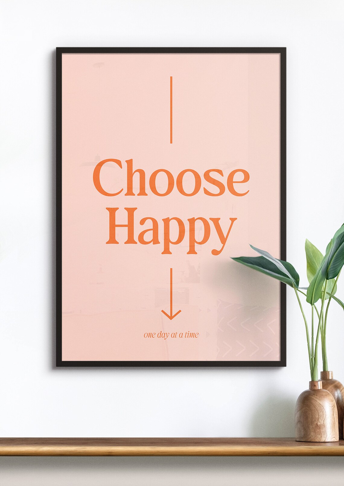 Choose Happy One Day At A Time Minimalist Orange Typography Poster - Image 4