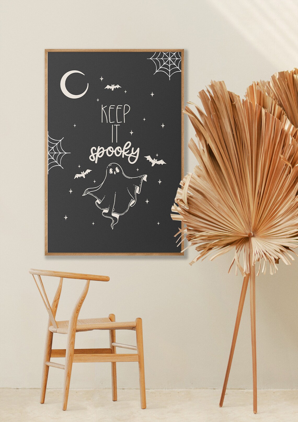 Keep It Spooky Ghost Moon Spiderweb Vintage Style Halloween Poster - Image 4