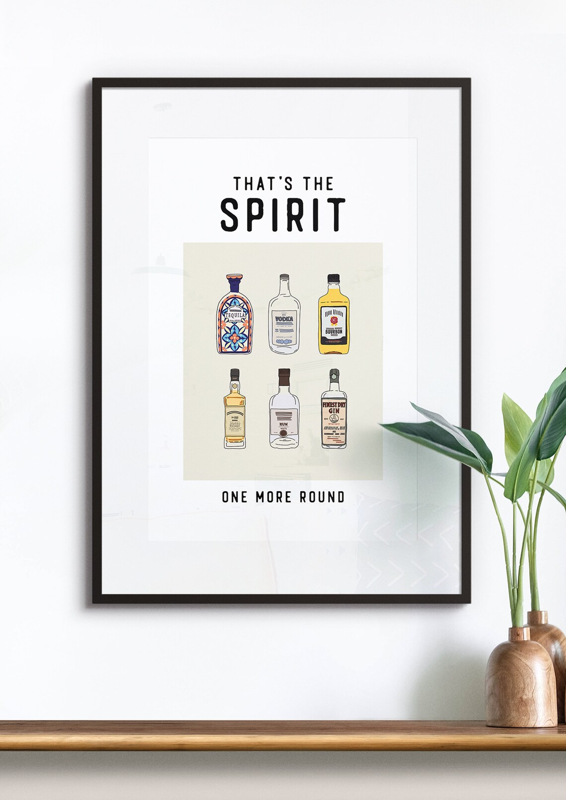 Thats The Spirit One More Round Liquor Bottle Illustration Poster - Image 4
