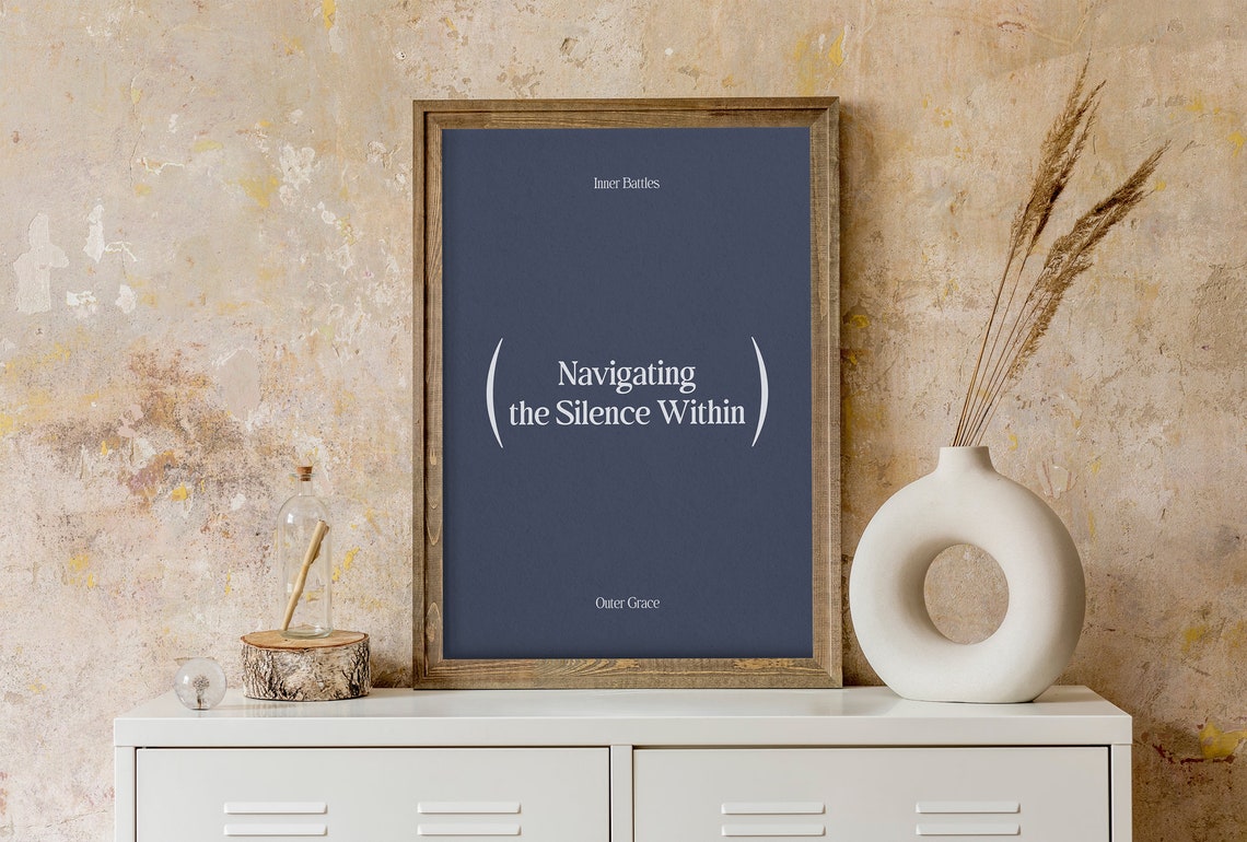 Navigating The Silence Within Inner Battles Navy Minimalist Poster - Image 2