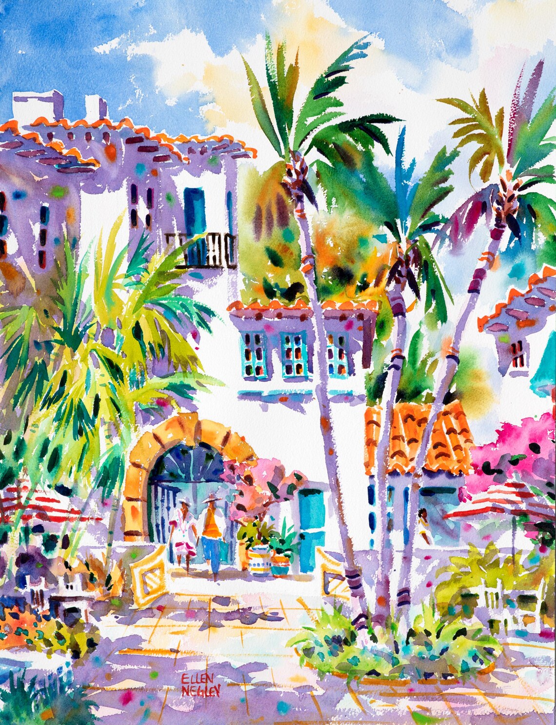 Palm Beach Florida Bicycle Watercolor Art Print