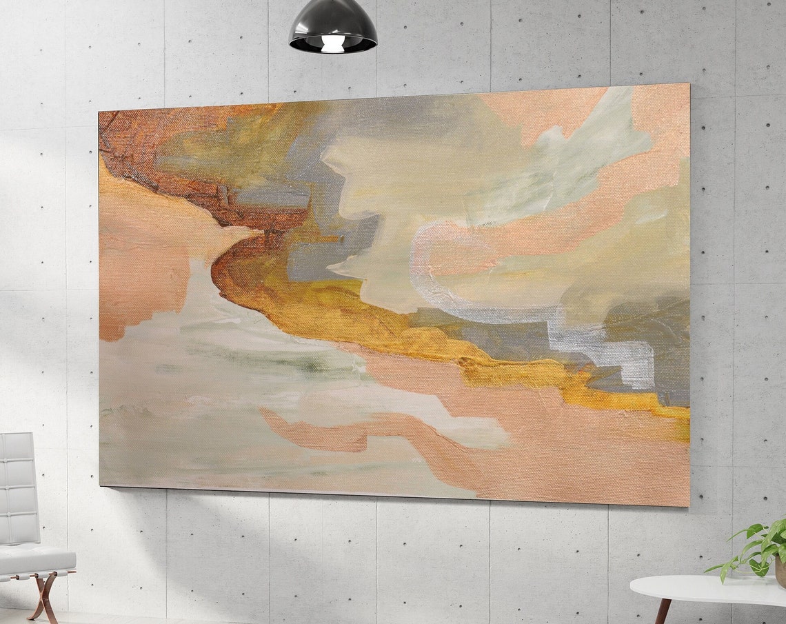 Rust Peach Cream Soft Desert Tones Abstract Painting Calm Wall Poster