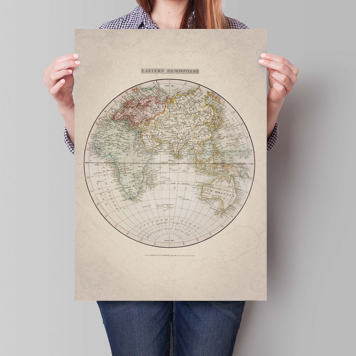 Antique Eastern Hemisphere World Map Engraving Cartography Poster - Image 4