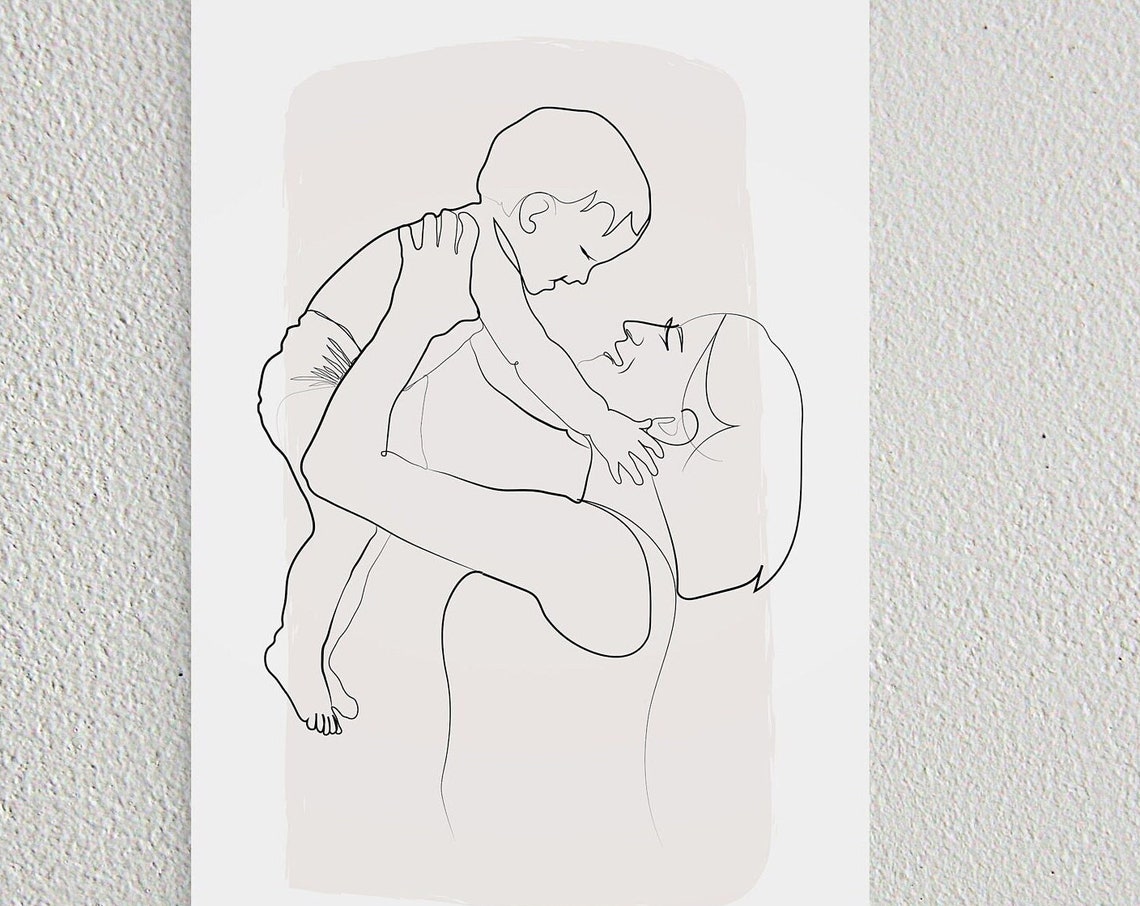 Mother And Daughter Wall Art Motherhood Art Mom Holding Toddler Baby Mommy And Child Wall Decor Pregnancy Gift - Image 2