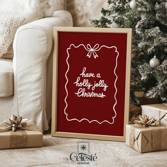Have A Holly Jolly Christmas Red Script Typography Holiday Poster