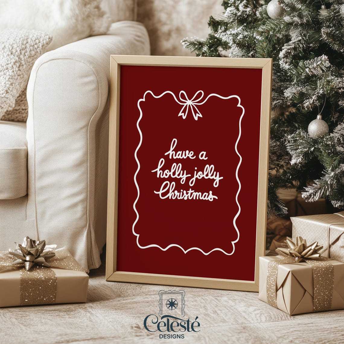 Have A Holly Jolly Christmas Red Script Typography Holiday Poster