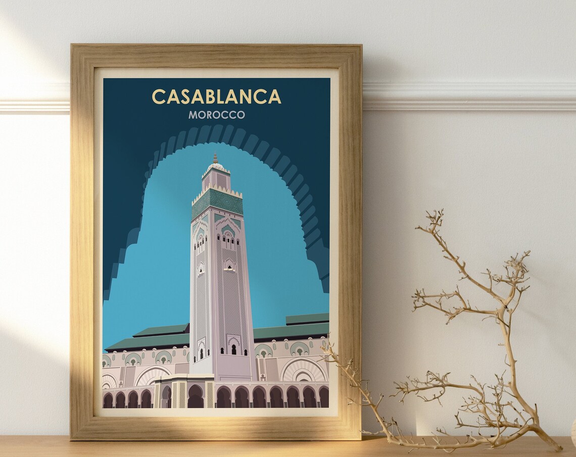 Casablanca Morocco Minaret Seen Through Archway Travel Poster