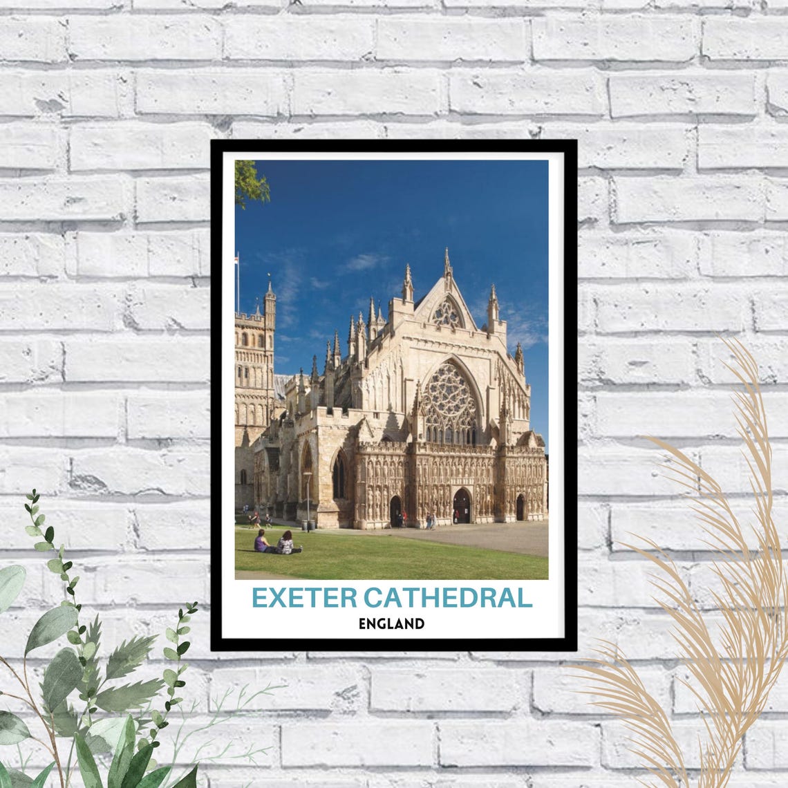 Exeter Cathedral England Gothic Architecture Historic Church Poster