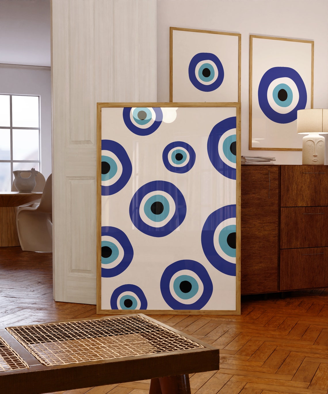 Blue Evil Eye Nazar Amulet Pattern Mediterranean Decor Poster - Image 2