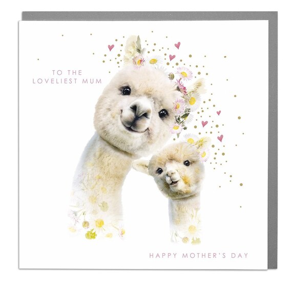 Alpaca Loveliest Mum Happy Mothers Day Card Floral Art Print