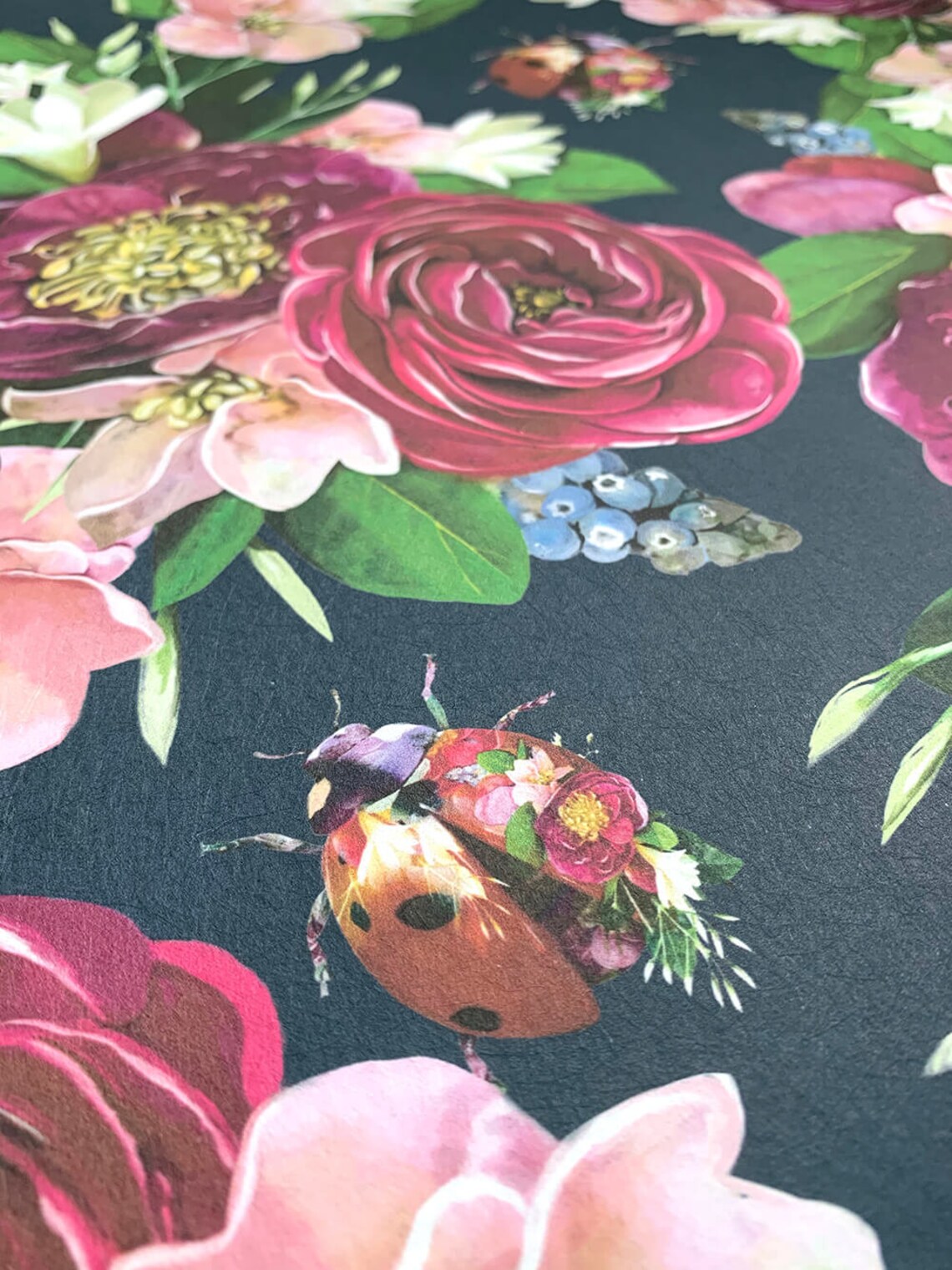 Mixed Ladybird, Dark Blue Wallpaper Sample