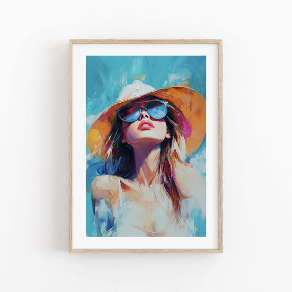 Radiant Summer Woman Abstract Pop Portrait Modern Wall Art