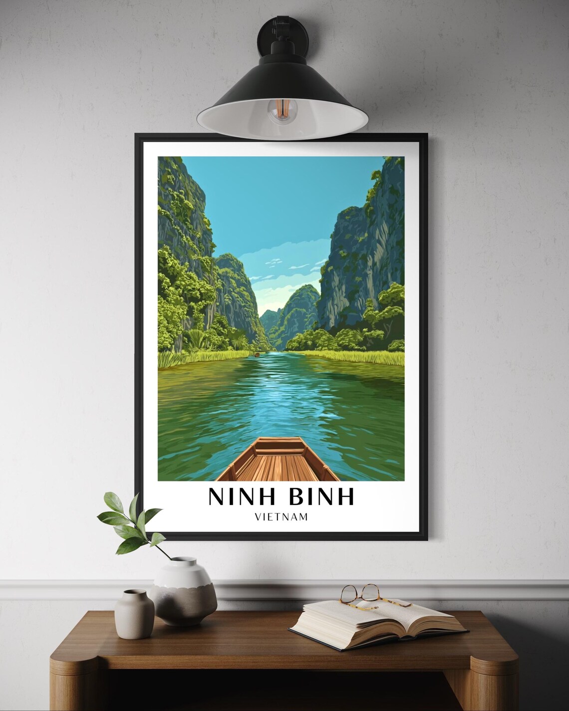 Ninh Binh Vietnam Travel Poster, River Landscape