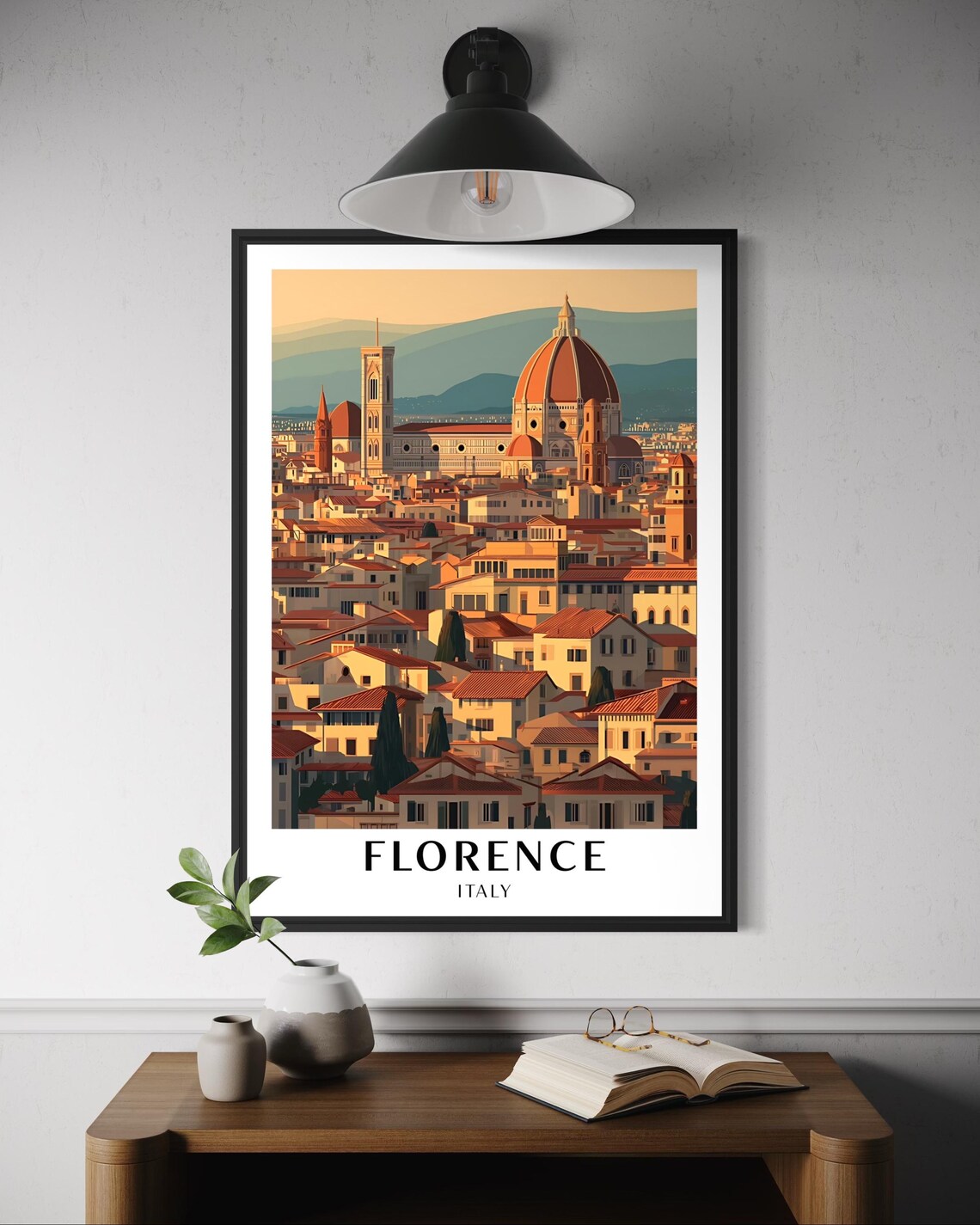 Florence Italy Travel Poster, Duomo Skyline