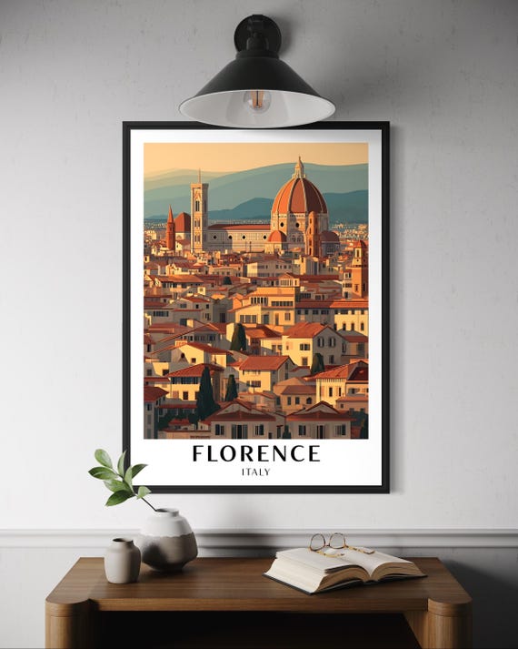 Florence Italy Travel Poster, Duomo Skyline