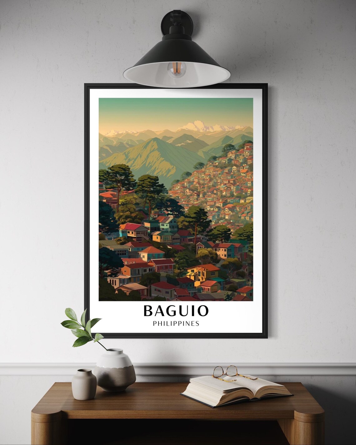 Baguio City Travel Poster, Philippines Mountain Art