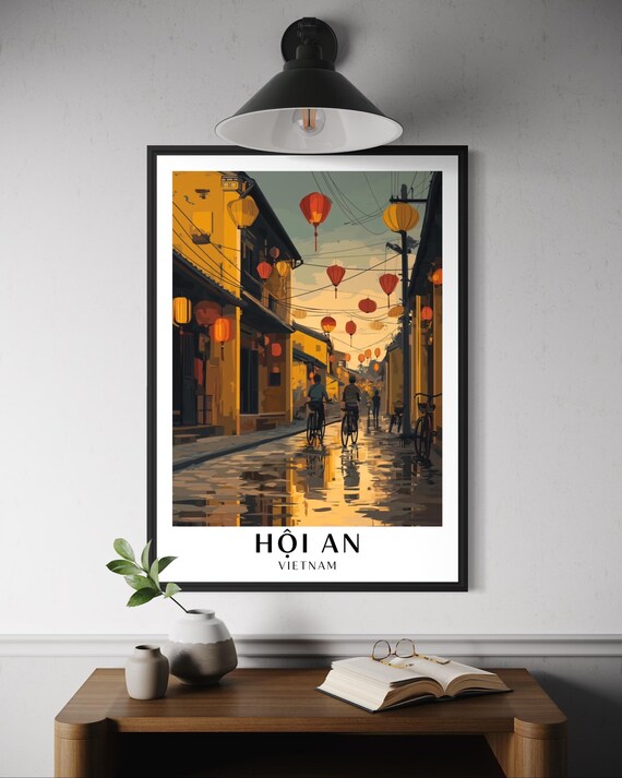 Hoi An Poster Vietnam Travel Wall Art Lantern Street Print Southeast Asia Home Decor Vietnamese Architecture Old Town Scene