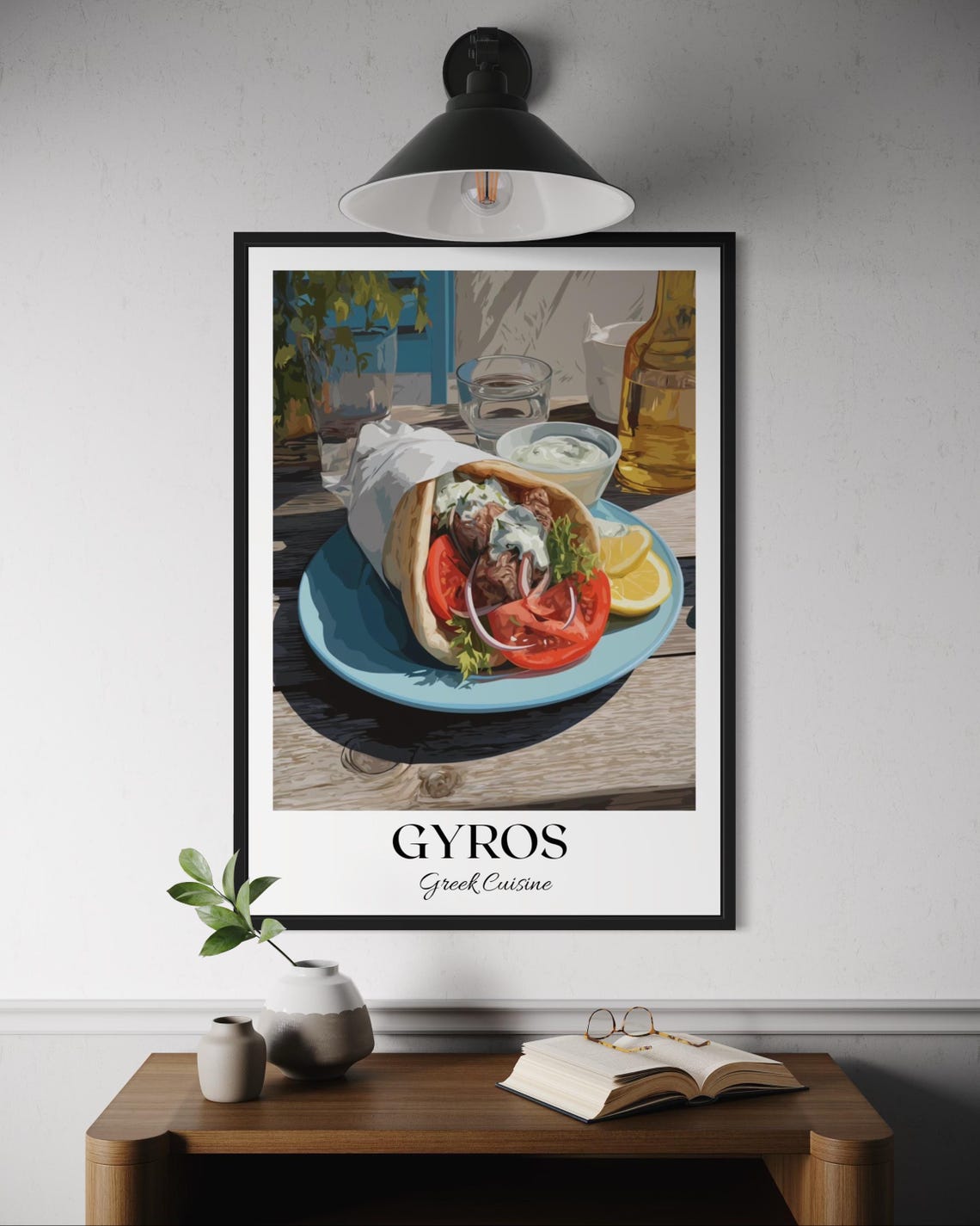 Greek Gyros Poster Traditional Street Food Wall Art Souvlaki Kitchen Decor Mediterranean Wrap Print Travel Gift Foodie