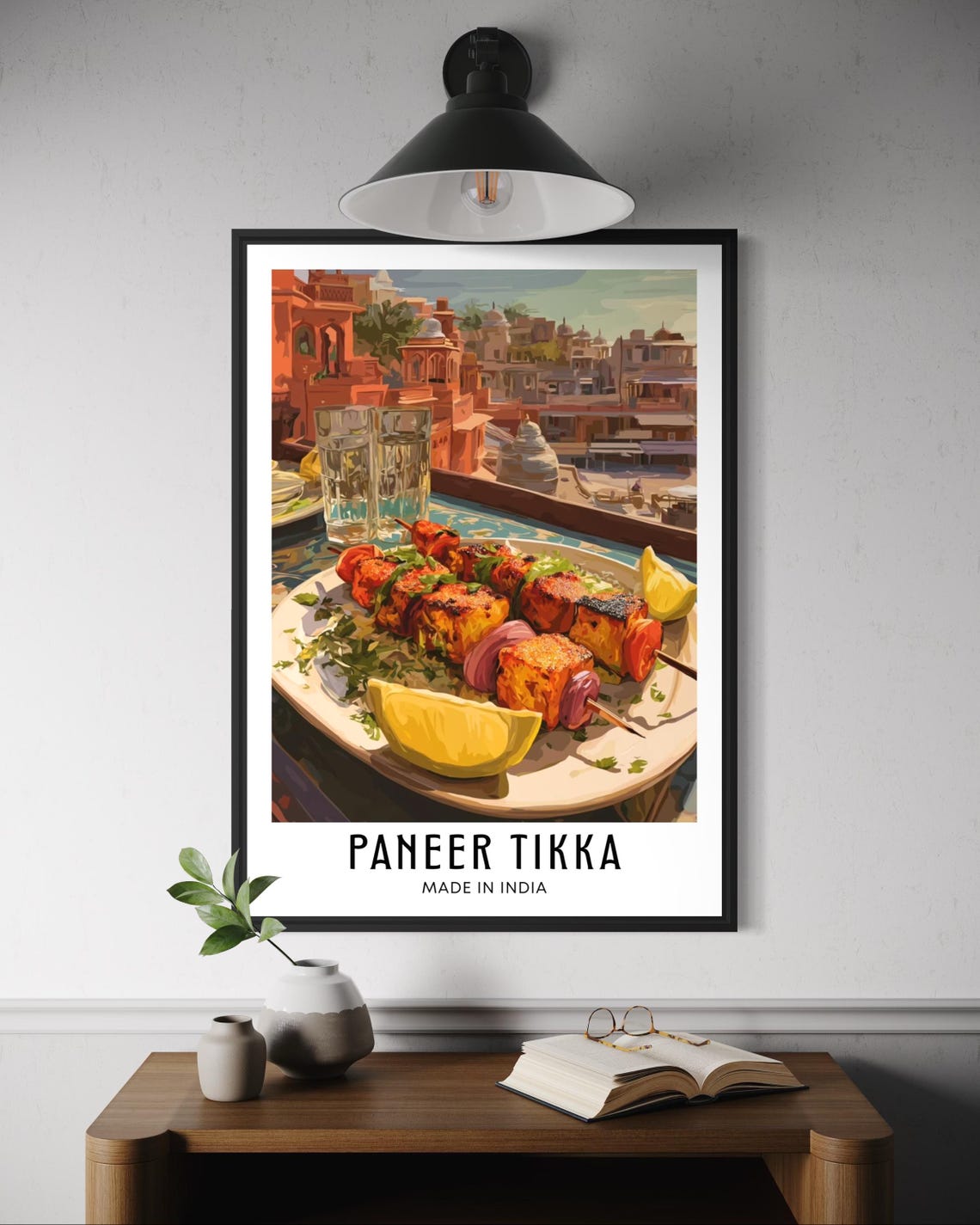 Paneer Tikka Skewers Food Art Poster Made In India Kitchen Decor