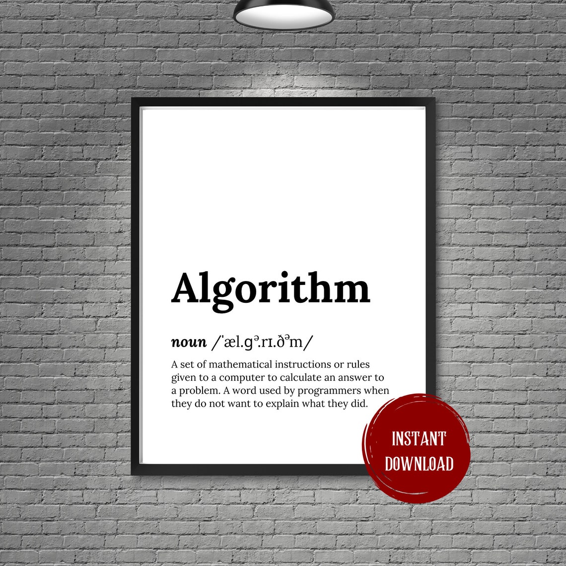 Algorithm Funny Programmer Dictionary Definition Coder Gift Poster - Image 2