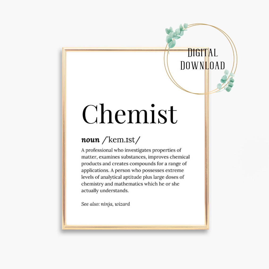 Chemist Definition Dictionary Serif Funny Ninja Wizard Poster Gift - Image 3