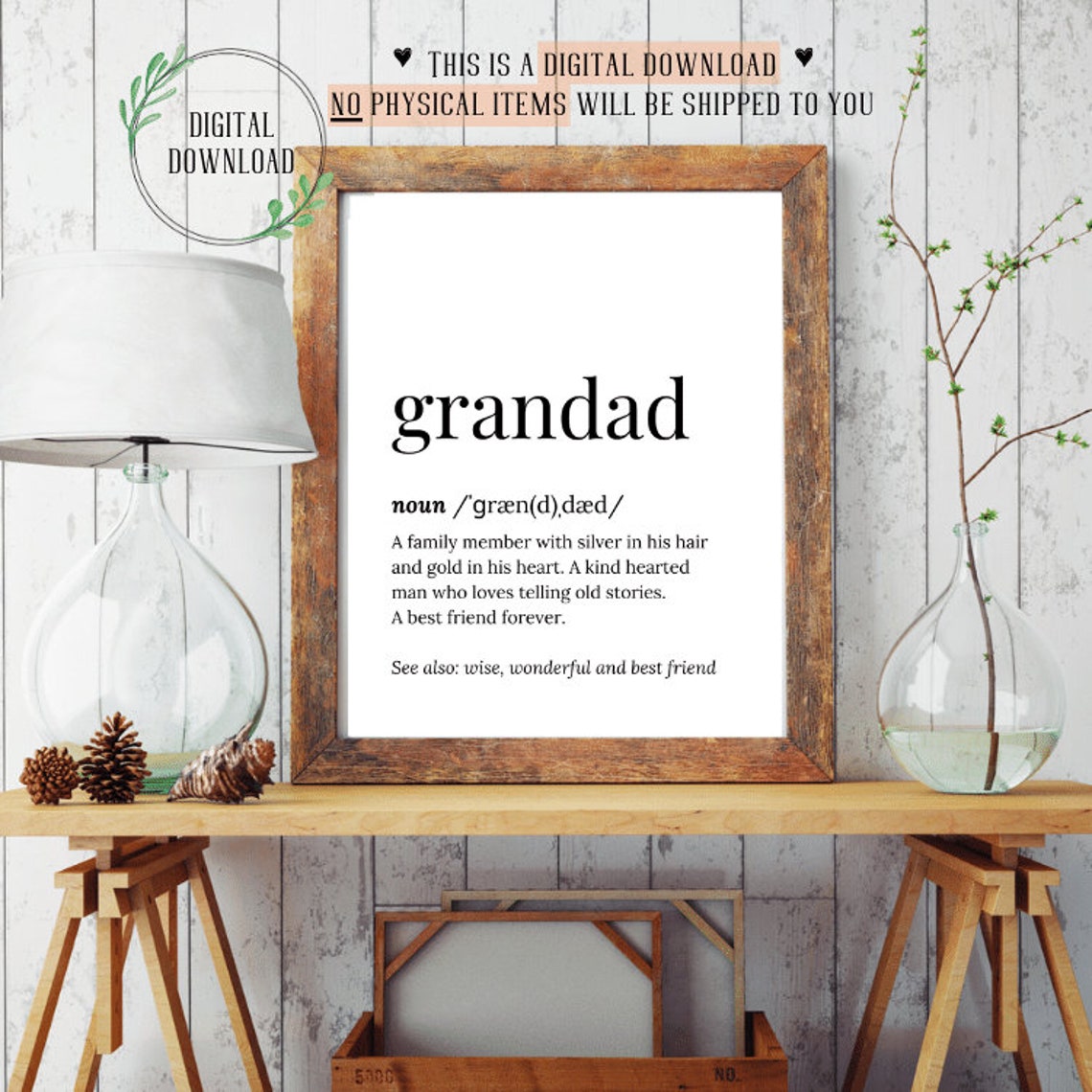 Grandad Dictionary Definition Gift for Best Grandfather Poster - Image 3