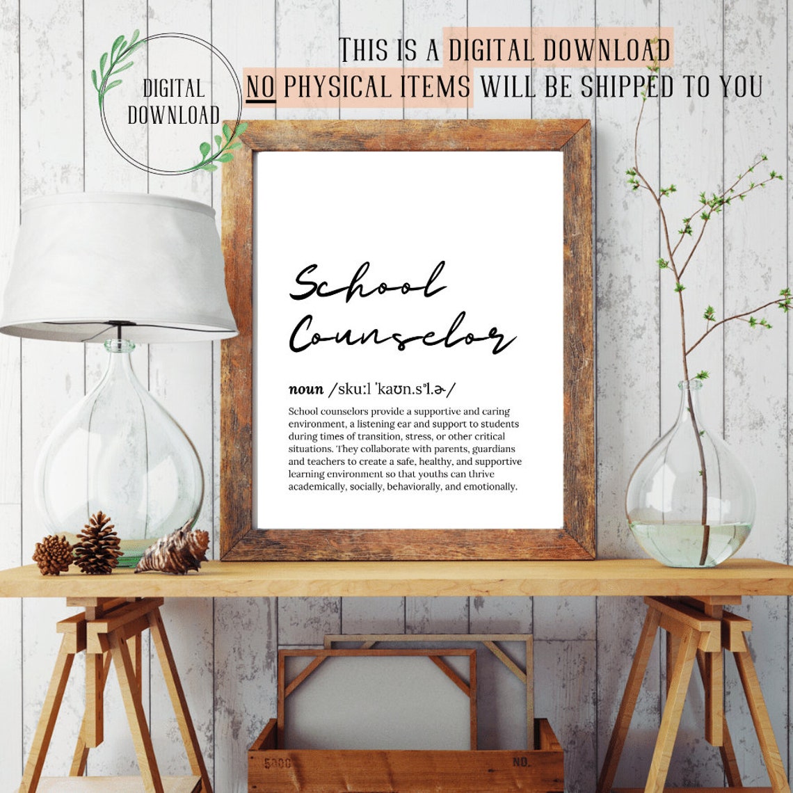 School Counselor Dictionary Definition Script Font Office Poster - Image 2